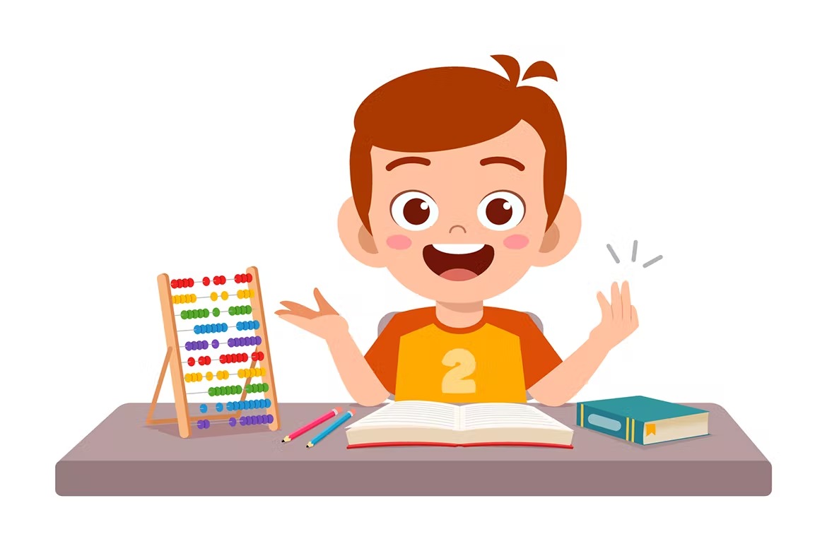Happy child learning Abacus